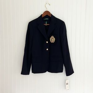 Lauren Ralph Lauren | Sailor Navy Blazer with Embroidered Emblem Size 8 NWT